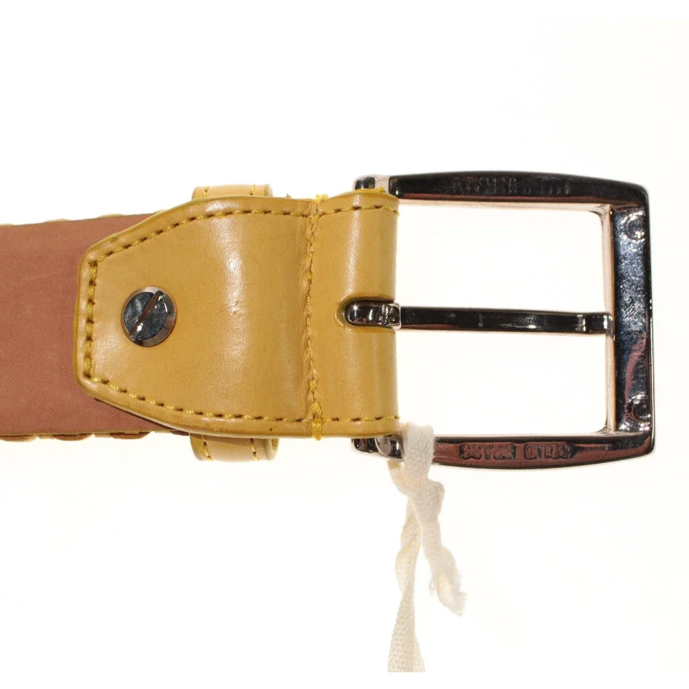 Garmany NWT Woven Belt Size 105 (US 40) in Yellow Leather Made in Italy